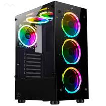 Gabinete Rise Mode Glass 06X Black Sem Fans