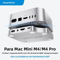Gabinete SSD De 4TB Com HUB USB-C, HDMI 4K 60Hz, SD, TF E Áudio Para Mac Mini M4 M4 pro Da PULWTOP Gabinete SSD De 4TB Com HUB USB-C, HDMI 4K 60Hz, SD, TF E Áudio Para Mac Mini M4 M4 pro Da PULWTOP
