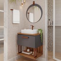 Gabinete Suspenso Banheiro Mari 60cm com Cuba e Espelheira Lua Espresso Móveis Gabinete Suspenso Banheiro Mari 60cm com Cuba e Espelheira Lua Espresso Móveis