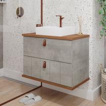 Gabinete Suspenso com Cuba 80,3cm x 69cm Poli Espresso Móveis Cinza/Cimento