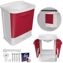 Gabinete Suspenso Lavatório Branco 2 Portas + Veda Rosca Gabinete Suspenso Lavatório Branco 2 Portas + Veda Rosca