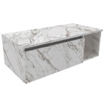 Gabinete Suspenso Para Banheiro 1 Porta Marmore Branco