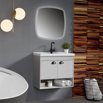 Gabinete Suspenso Para Banheiro Com Cuba 60Cm Em Mdf Crotone Gabinete Suspenso Para Banheiro Com Cuba 60Cm Em Mdf Crotone