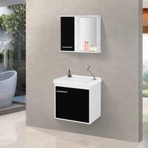 Gabinete Suspenso para Banheiro com Cuba e Espelheira 45cm Arts Branco/Preto Gabinete Suspenso para Banheiro com Cuba e Espelheira 45cm Arts Branco/Preto
