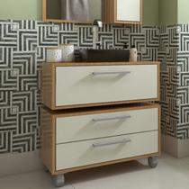 Gabinete Suspenso para Banheiro Com Cuba Preta 80cm 1 Basculante e Balcão 2 Gavetas Alice