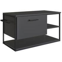 Gabinete Suspenso Para Cuba Banheiro 1 PT Basc P1007 Preto Grafite PP Gabinete Suspenso Para Cuba Banheiro 1 PT Basc P1007 Preto Grafite PP