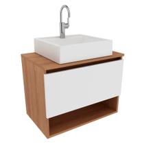 Gabinete Suspenso Para Cuba De Banheiro Amendoa Branco