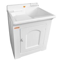 Gabinete Tanque de Lavar Roupas Branco 50L em Fibra Lavanderia Área de Serviço Calçados Gabinete Tanque de Lavar Roupas Branco 50L em Fibra Lavanderia Área de Serviço Calçados