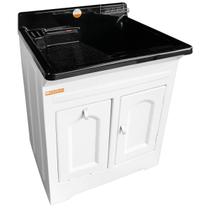Gabinete Tanque para Lavanderia Preto 50L Lavar Roupas Área de Serviço Esfregadora Organizador Gabinete Tanque para Lavanderia Preto 50L Lavar Roupas Área de Serviço Esfregadora Organizador