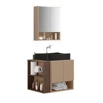 Gabinete Troia com Espelheira Cuba Dalla Preta e Papeleira