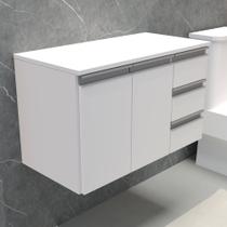 Gabinete Vênus Branco Para Banheiro 2 Portas 3 Gavetas Em MDF Bt-900