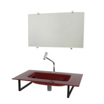 Gabinete Vidro Banheiro Cuba Acoplada 60Cm Sp Vermelho