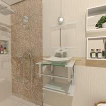 Gabinete Vidro Para Banheiro 40Cm Inox Branco