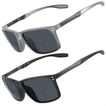 Gafas de Lectura Bifocales JO 2 Paquetes UV400 para Hombre en Negro/Gris
