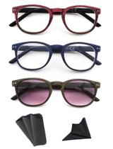 Gafas de Lectura HAPJOYS con Patrón de Veta de Madera +2.5 con Lentes de Sol