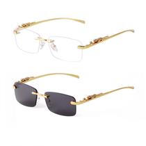 Gafas de sol ADE WU Vintage sin montura con armazón retro dorado para mujer y hombre