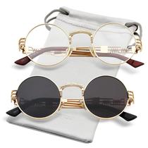 Gafas de Sol AIEYEZO Redondas Steampunk con Montura Metálica 100% UV400
