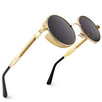 Gafas de Sol CGID Retro Steampunk Redondas Polarizadas con Protección UV400