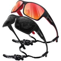 Gafas de Sol Deportivas Polarizadas STORYCOAST Negros+Rojos Espejados Paquete de 2