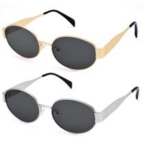 Gafas de Sol DIMENSIP Retro Ovaladas Doradas de Metal a la Moda Unisex