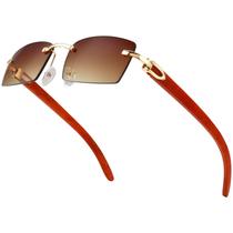 Gafas de Sol Dollger Rectángulo Sin Montura con Lentes estilo Veta de Madera
