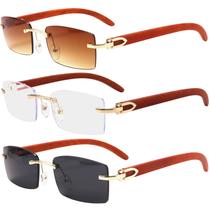 Gafas de sol Dollger sin montura, rectangulares UV400 para hombres y mujeres