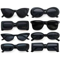 Gafas de sol Dwenarry negras retro y divertidas para festival, paquete de 8 para mujer