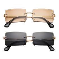 Gafas de sol híbridas rectangulares sin montura UV400 para hombres y mujeres