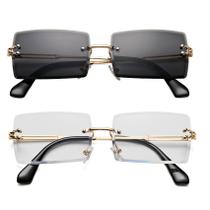 Gafas de sol Hycredi rectangulares sin montura para hombre/mujer Blanco + Negro