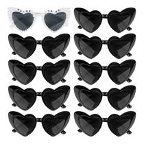 Gafas de sol Jaciya Bride to Be Corazón Negro con Perlas - Regalo para la Novia