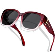 Gafas de Sol KANASTAL Polarizadas UV400 para Usar Sobre Anteojos Rojo/Negro Gafas de Sol KANASTAL Polarizadas UV400 para Usar Sobre Anteojos Rojo/Negro