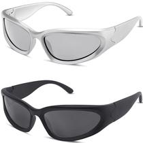 Gafas de sol milramtob Y2K envolventes plateadas con protección UV400 Gafas de sol milramtob Y2K envolventes plateadas con protección UV400