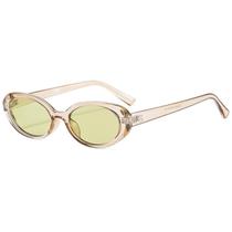 Gafas de Sol Ovaladas Laurinny Estilo Vintage de los 90 para Mujer con Lentes Amarillos