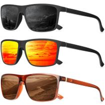 Gafas de Sol Polarizadas QALLY para Hombre, Marco Rectangular Negro