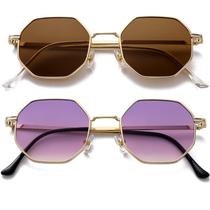 Gafas de sol PORADAY cuadradas retro octagonales de metal para mujer/hombre