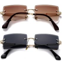 Gafas de sol PORADAY Rectangulares sin Montura UV400 Color Vintage Caramelo Gafas de sol PORADAY Rectangulares sin Montura UV400 Color Vintage Caramelo