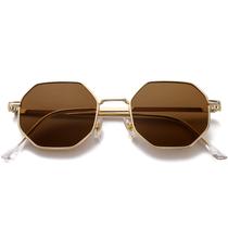 Gafas de Sol PORADAY Retro Cuadradas Octágono de Metal Dorado/Marrón Gafas de Sol PORADAY Retro Cuadradas Octágono de Metal Dorado/Marrón