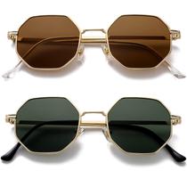 Gafas de Sol PORADAY Retro Octágono Cuadrado para Mujer/Hombre Oro