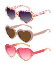 Gafas de Sol QALLY para Niños con Forma de Corazón, Polarizadas UV400 3 Paquetes