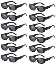 Gafas de Sol QYVEWY Paquete de 12 Unidades Rectangulares Negras para Mujer y Hombre Y2K