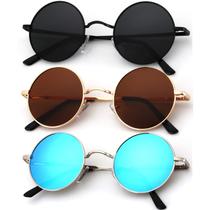 Gafas de Sol Redondas Polarizadas Retro Metálicas KALIYADI UV400 de 47 mm