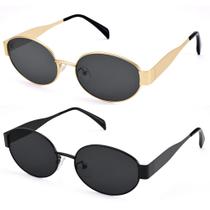 Gafas de Sol Retro Ovaladas DIMENSIP con Montura Dorada para Mujer y Hombre