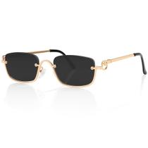 Gafas de Sol Retro Rectangulares TYA Y2k Doradas para Mujer en Negro
