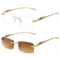 Gafas de Sol SDINM Sin Montura Rectangulares de los 90 Moda UV400 Unisex