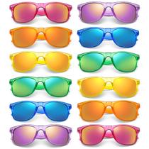 Gafas de Sol SUNOVELTIES Retro con Lentes Espejadas de Neón, Paquete de 12 Gafas de Sol SUNOVELTIES Retro con Lentes Espejadas de Neón, Paquete de 12