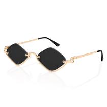 Gafas de sol TYA Retro Y2K para mujer semirrimless doradas UV400