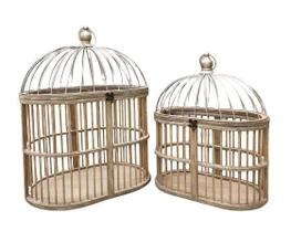 Gaiola Arredondada Natural E Dourado Tok Da Casa - Kit