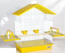 Gaiola Calopsita Gd Lx Teto Plast Jelplast Amarelo