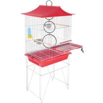 Gaiola Calopsita Mansa Pássaros Aves Completa Com Acessórios Abertura Frontal Com Teto chinesinho