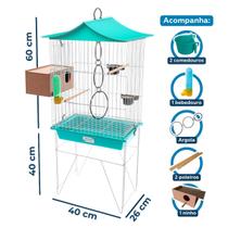 Gaiola Criadeira Agapornis Mini Viveiro Com Ninho E Acessórios P/ Pássaros Aves Completa